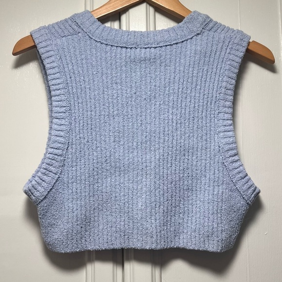 Free People Intimately Free  Baby Blue Colby Cropped Sweater Vest Sz Small Top - Picture 3 of 3
